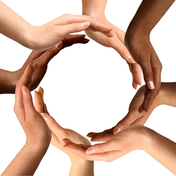 Multiracial Hands in Circle