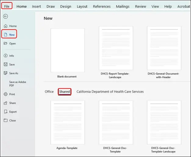 Templates in Word