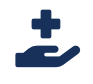 Icon of a hand with a cross sign above it